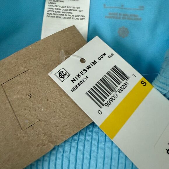 Nike Women's High-Waisted Bikini Swim Cheeky Bottom Textured Blue Sz S NWT - Picture 6 of 6